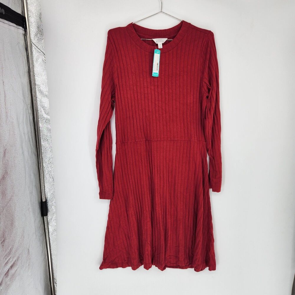 Market & Spruce Women's Size XL Red‎ Alexa Wide Rib Cozy Dress NWOT